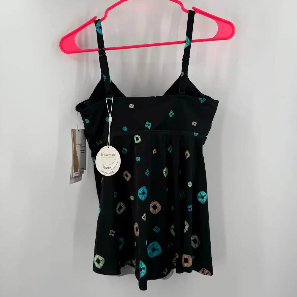 CONTOURS BY COCO REEF Tankini Top Size 8/32D NWT Black Underwire Shapemaker - Picture 4 of 16